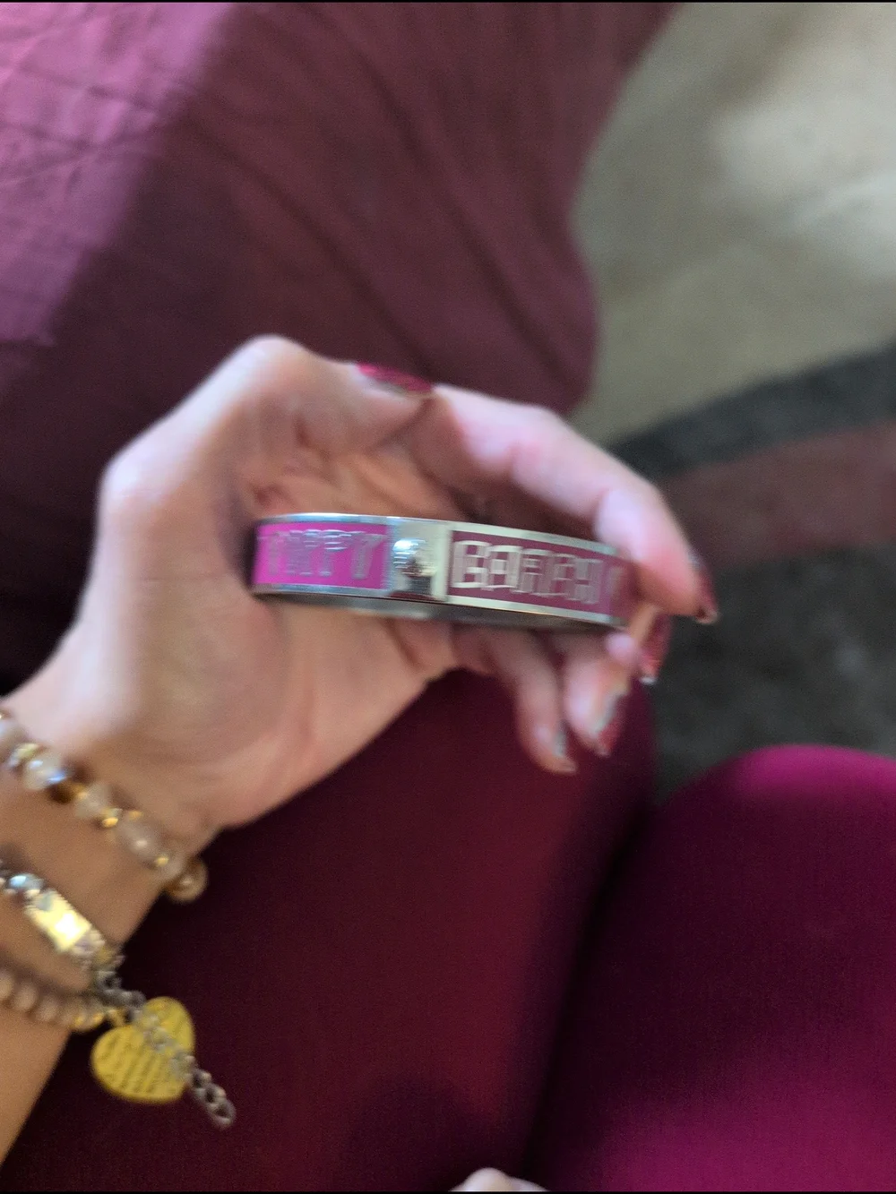 Coach Pink Heart Enamel Bangle Bracelet